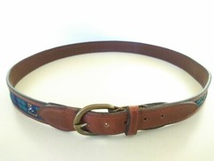 YRI FABRIC & LEATHER BELT LACROSSE BERMUDA CROWN SIZE 40