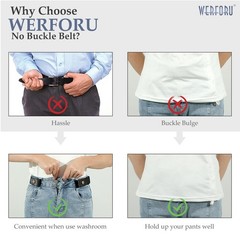 WERFORU 2 Pack No Buckle Stretch Belt For Pants Size 23&Prime;-30&Prime;, B-black-2