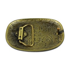 Western Cowboy Belt Buckle Carved Floral Ornate Design Antique Bronze 3 5/8 inch