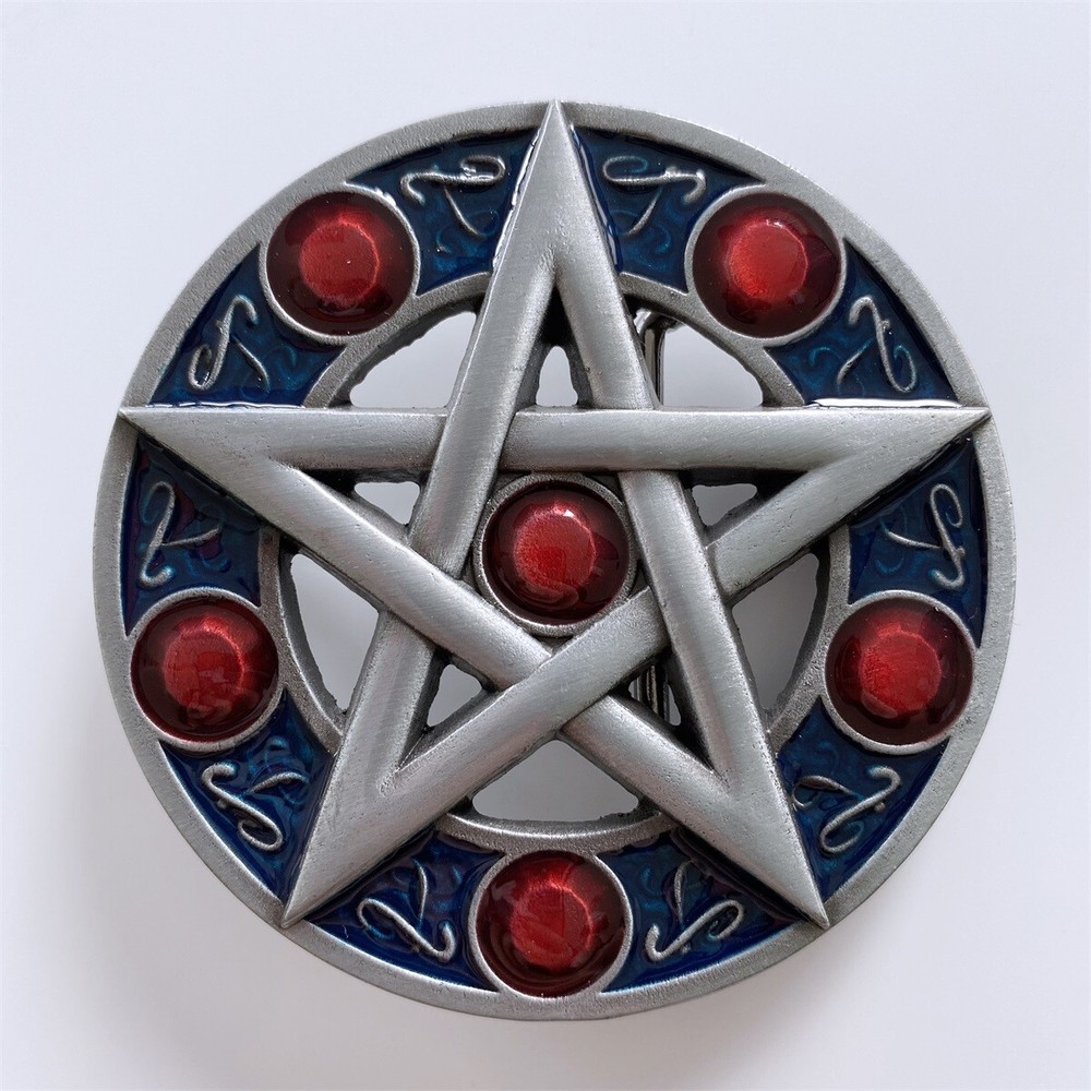 Cross Star Circle Totem Round Enamel Metal Belt Buckle