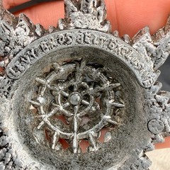 Vintage Flower Belt Buckle Atomic Silver Tone Signed Levy Bros