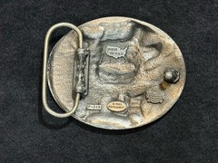 Vtg 90s Creepy circus clown belt buckle Bergamot Grunge Punk Rock USA Colorful
