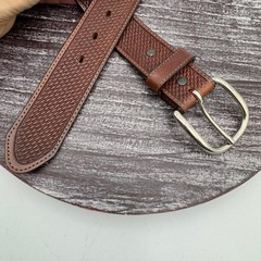Tony Lama Belt Mens 34 Western Leather Bison Bear Eagle Buckle Brown Silver