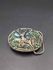 The Great American Buckle Co. Beautiful Color White Tail Deer Belt Buckle