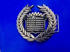 Famous Stars & Stripes Cadillac Crown Logo Olive Branch Silver Color Belt Buckle