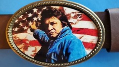 Johnny Cash Epoxy Belt Buckle Country Music- USA FLAG AMERICAN PATRIOT