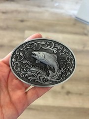 Western Fish Belt Buckle Angler Trout Salmon Silver Bronze Cowboy Style