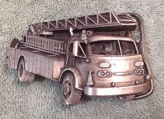 1978 Bergamot Brass Works Firetruck Ladder Truck Fireman Metal Belt Buckle Fire