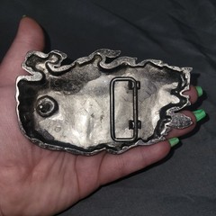 Skull Guitar Flame Belt Buckle 4 3/8&Prime; x 2 3/4&Prime; Heavy Metal Rock N Roll