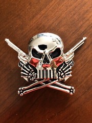 Skull Head Gun Revolver Weapon Pistol Skeleton Metal Unisex Men’s Belt Buckle