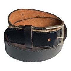 Marc Wolf Black Leather Plain Strap Men&rsquo;s Belt Size 36 Harness Buckle Snap