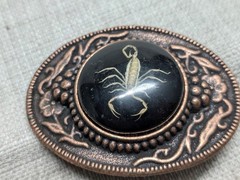 vintage USA made SCOROPION belt buckle WESTERN epoxy COWBOY copper engraved