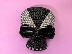 Skull Head Clear Bling Rhinestone Gothic Punk Figural Belt Buckle Missing Stone