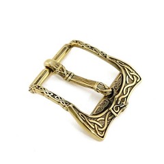 Brass belt buckle Viking Ax, pin type buckle, Scandinavian Old Norse Viking