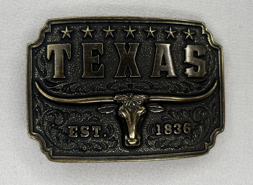 Cowboy Texas Long Horn Brown Metal Belt Buckle