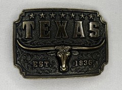 Cowboy Texas Long Horn Brown Metal Belt Buckle