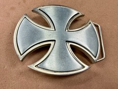Maltese Celtic Iron Cross Gothic Punk Biker Vibe Cutout Silver Color Belt Buckle