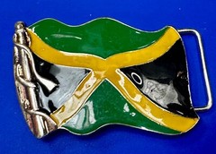 Jamaican Flag Jamaican Pride Silver Green Yellow & Black Patriotic Belt Buckle