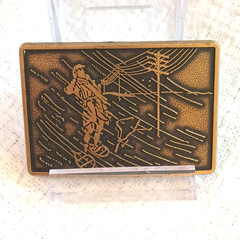 Vintage Lineman Men&rsquo;s Belt Buckle 3&Prime;x2&Prime; In Snow Storm Electric Power Made in USA