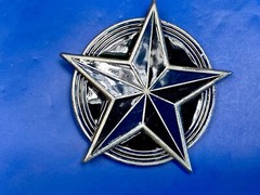 Star Blue And Black Color Pewter Great American Products Belt Buckle