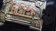 Crumrine Western Belt Buckle Cross Kneeling Praying Cowboy C10103