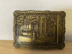 Edison Station « A » 1888 Detroit Edison MI Unisex Scenic Belt Buckle ~ VGUC