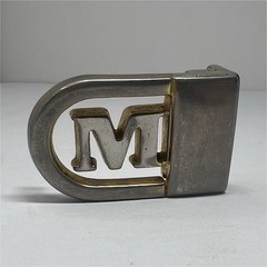 VTG Pat Pending Initial M Monogram Two Tone Gold Silver Belt Buckle Italy