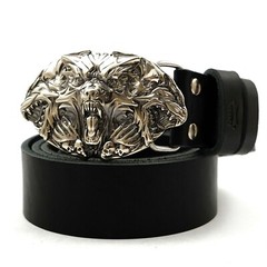 German silver belt buckle Cerberus, Animal buckle, Three headed dog, Hell dog