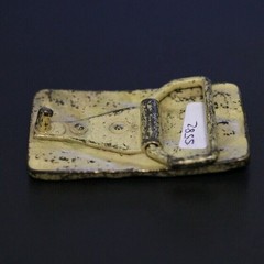 Vintage Yellow Basket Weave Belt Buckle Rectangular Rustic Masculine Look