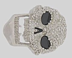 Skull Belt Buckles Men Women Rhinestones Skeleton Vintage Silver Metal Pirate