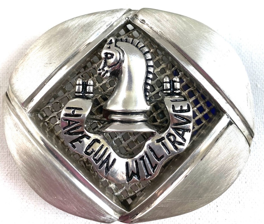 Artisan made Paladin Have Gun Will Travel sterling silver belt buckle Lge.