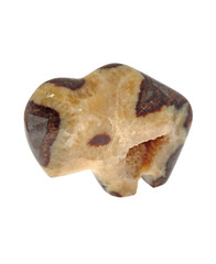 Large Polished Carved Septarian Nodule Crystal Calcite Buffalo Brass Belt Buckle