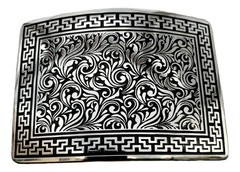 Mexican Charro Style Floral Cowboy Belt Buckle Hebilla Vaquera Made In Mexico