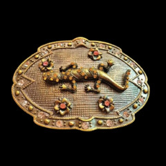 RHINESTONES SALAMANDERS LIZARDS REPTILES BELT BUCKLE BOUCLE DE CEINTURE
