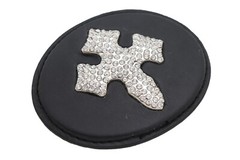 Belt Buckle Men Women Black Fabric Silver Metal Western Cowboy 3D Rodeo Cross