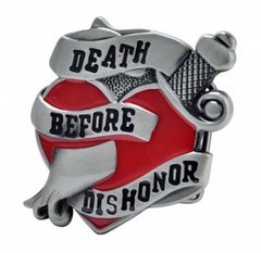DEATH BEFORE DISHONOR BELT BUCKLE biker belt buckles, dagger heart, tattoo art