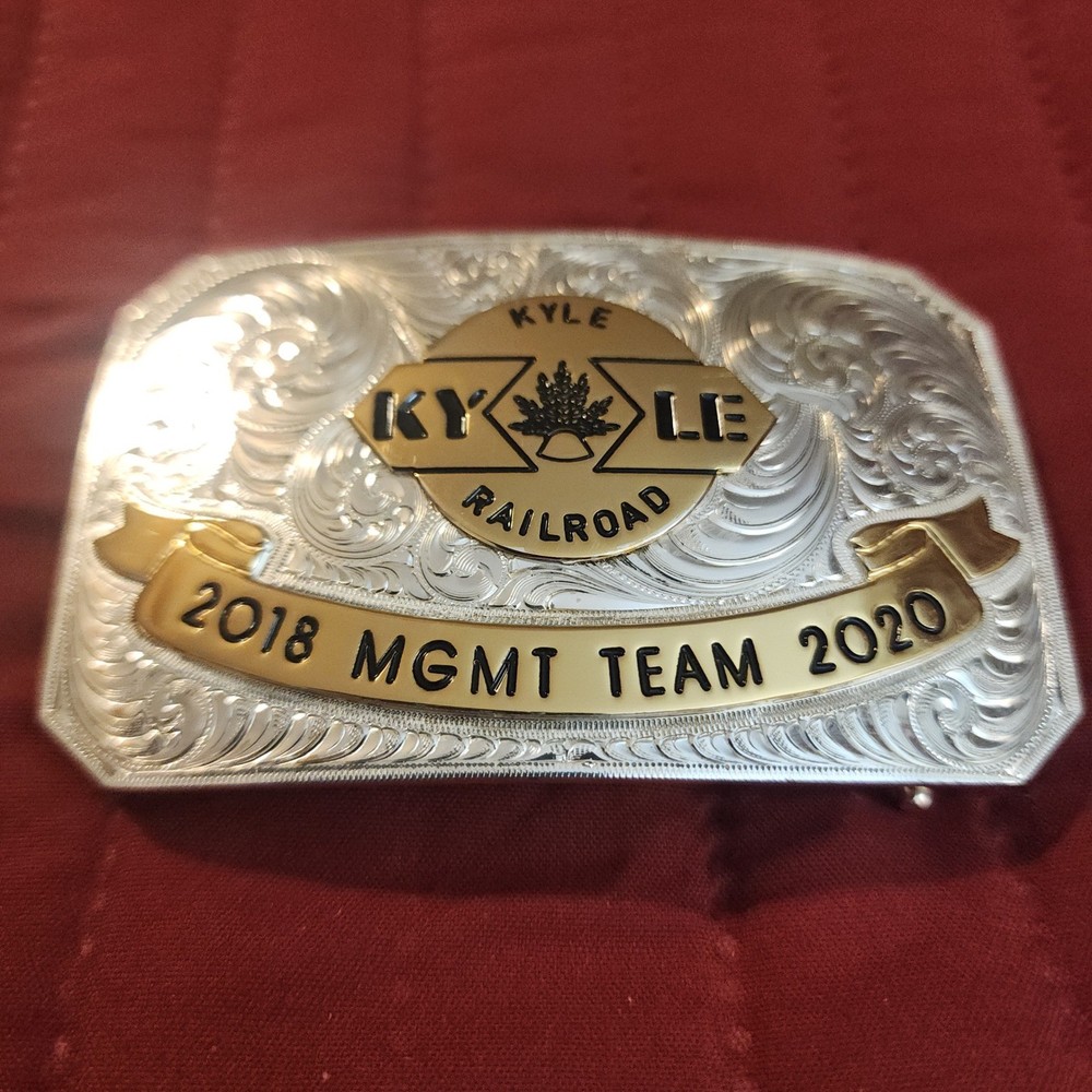 Rare Montana Silversmiths Kyle Railroad 2018 MGMT Team 2020 Custom Belt Buckle