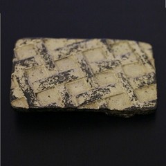 Vintage Yellow Basket Weave Belt Buckle Rectangular Rustic Masculine Look