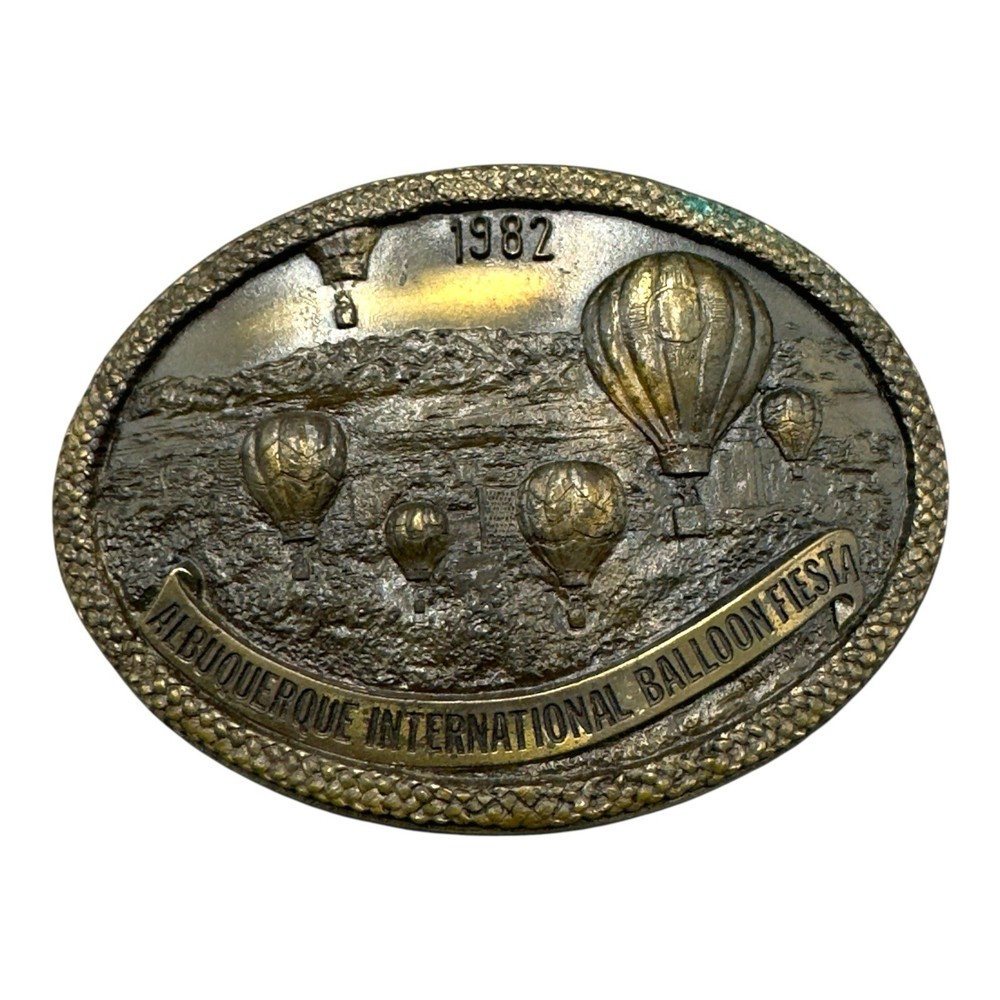 Vintage 1982 Albuquerque Balloon Fiesta Solid Bronze Belt Buckle Limited Edition
