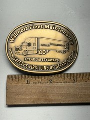 Walmart Transportation Fleet Maintenance Safety Award Brass Belt Buckle, NEW