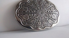 Floral Filigree Belt Buckle – Antique Nickle – 2001 American Legends USA