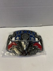 New Texas Longhorn Bull Skull State Flag Western Cowboy Rodeo Belt Buckle