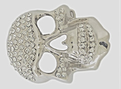 Skull Belt Buckles Men Women Rhinestones Vintage Silver Metal Rock Rebel Pirate