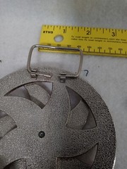 Fashion 4 1/2&Prime; American Flag Belt Buckle Silver Toned Round Shape Spinner star