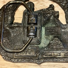 Vintage Brass Hell On Wheels Winged Biker Skeleton Motorcycle Belt Buckle