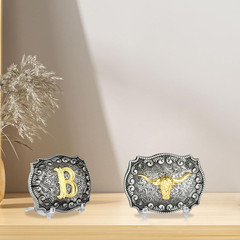 6-Pack Acrylic Belt Buckle Display Stand for Men, Women, Western, Cowboy, Silver