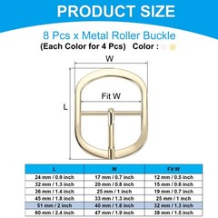 8Pcs 1.3&Prime; Single Prong Metal Roller Pin Belt Buckles Silver/Light Gold