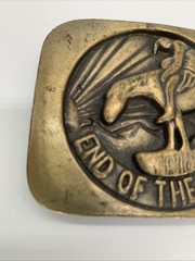 Vintage End Of The Trail Brass Belt Buckle Sculpture By James Earle Fraser Aged