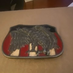 Men&rsquo;s Western Rectangular Belt Buckle Patriotic Eagle Red Black Gold Metal