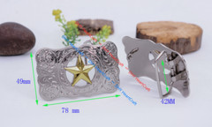 WESTERN COWBOY COWGIRL SLIVER GLOD TEXAS RANGER STAR RODEO TROPHY BELT BUCKLE